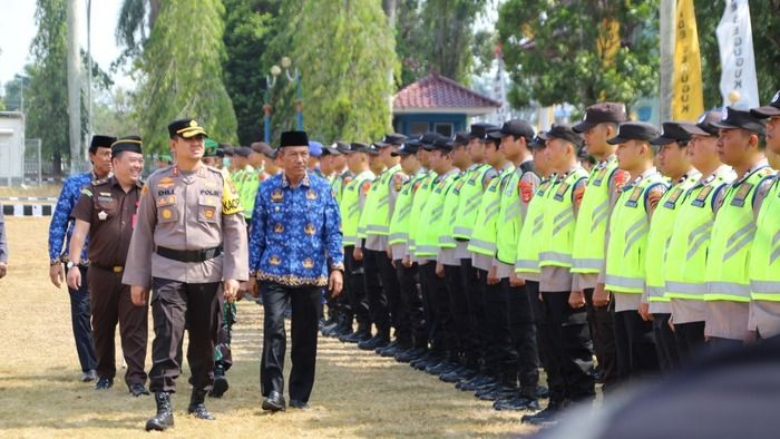 Kawal Pemilu, Polres OKI Gelar Pasukan Operasi Mantap Brata Musi 2023-2024 