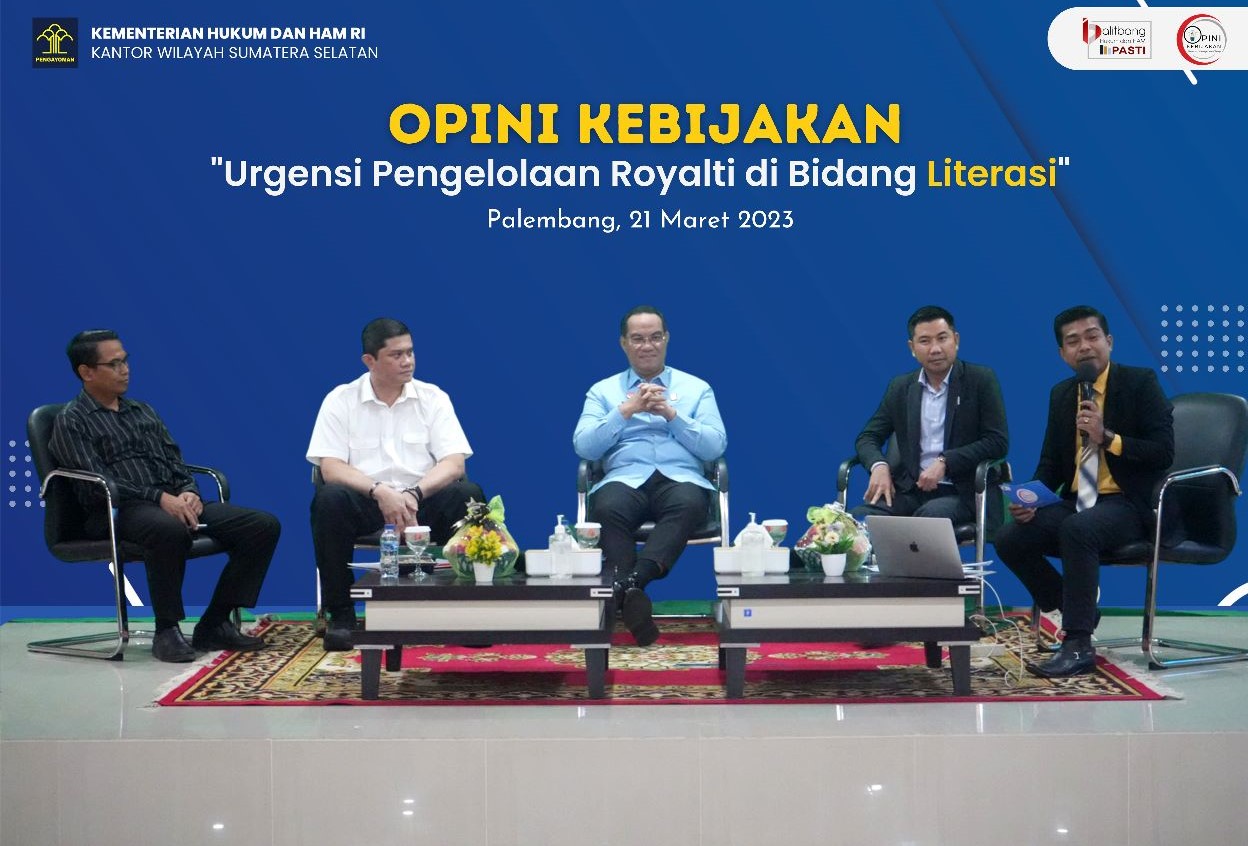 Gelar Diskusi, Kemenkumham Sumsel bahas Urgensi Pengelolaan Royalti di Bidang Literasi