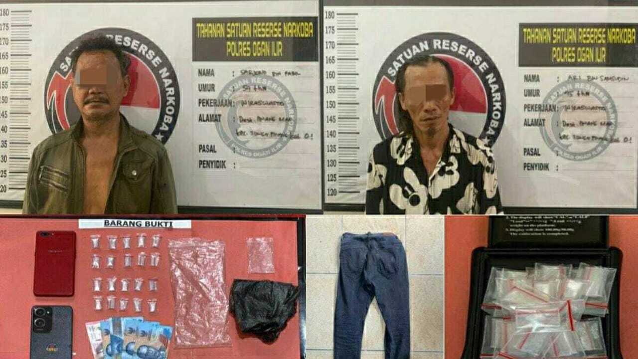 Satres Narkoba Polres Ogan Ilir Ringkus Dua Pengedar Sabu di Desa Pinang Mas