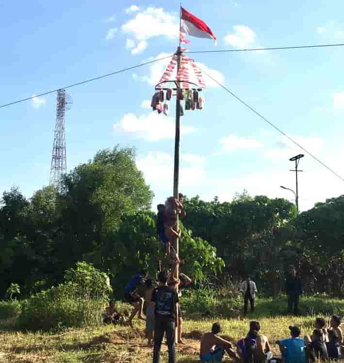 Panjat Pinang Jadi Salah Satu Lomba Kemeriahan Hut Ri Di Palembang