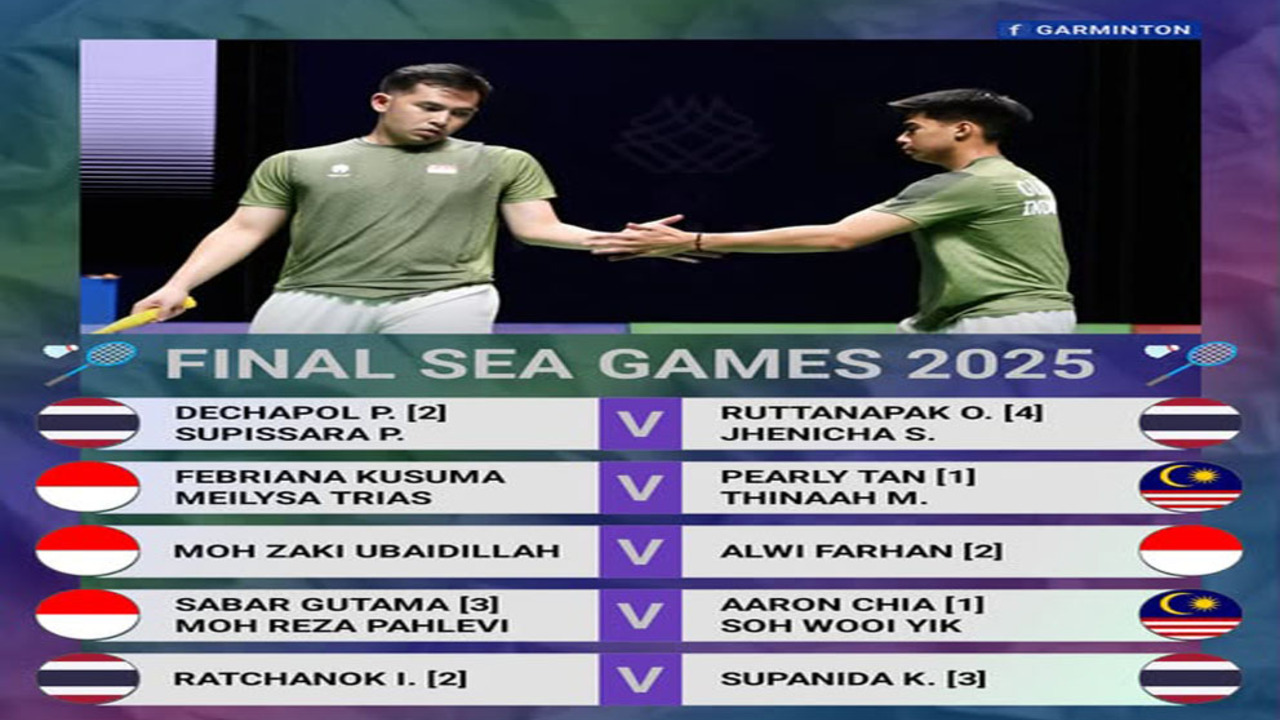 SEA Games 2025: Jadwal Lengkap Final Bulutangkis, Duel Indonesia vs Malaysia dan Thailand.