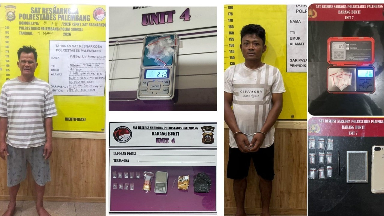 Ops Ketupat Musi 2026: Polrestabes Palembang Ungkap Dua Kasus Sabu dalam Sehari