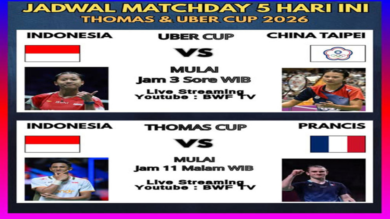 Penentuan Juara Grup! Tim Uber dan Thomas Indonesia Jalani Duel Krusial.