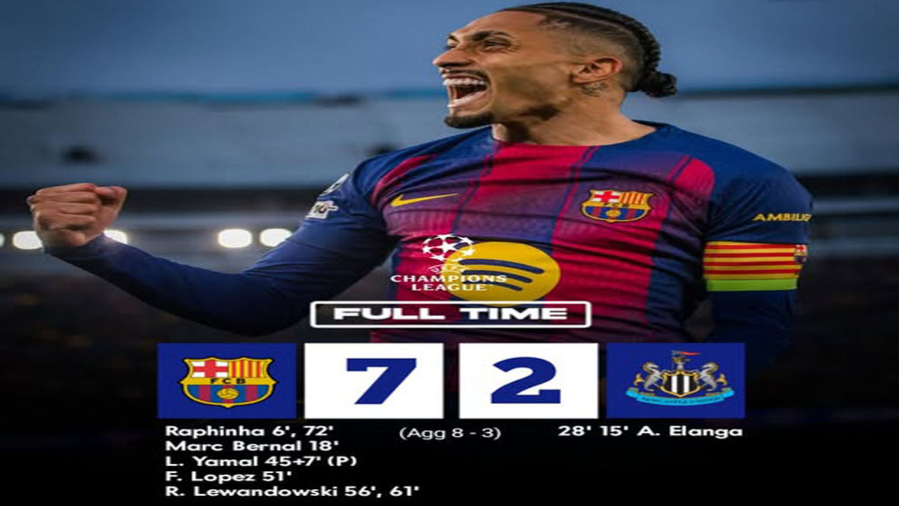 Hasil Liga Champions: Barcelona Gilas Newcastle 7-2, Agregat 8-3 Tanpa Ampun.