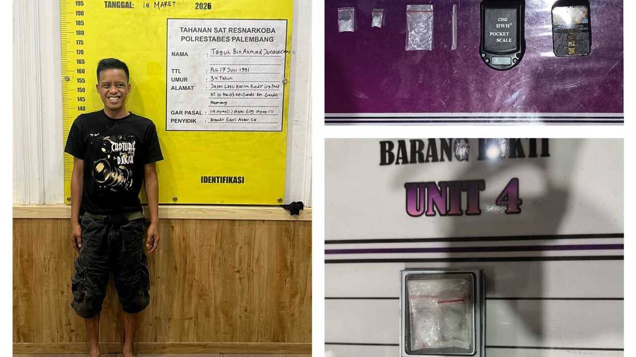 Pengedar Sabu Dibekuk di Rumah Gandus, Dua Paket dan Timbangan Digital Disita