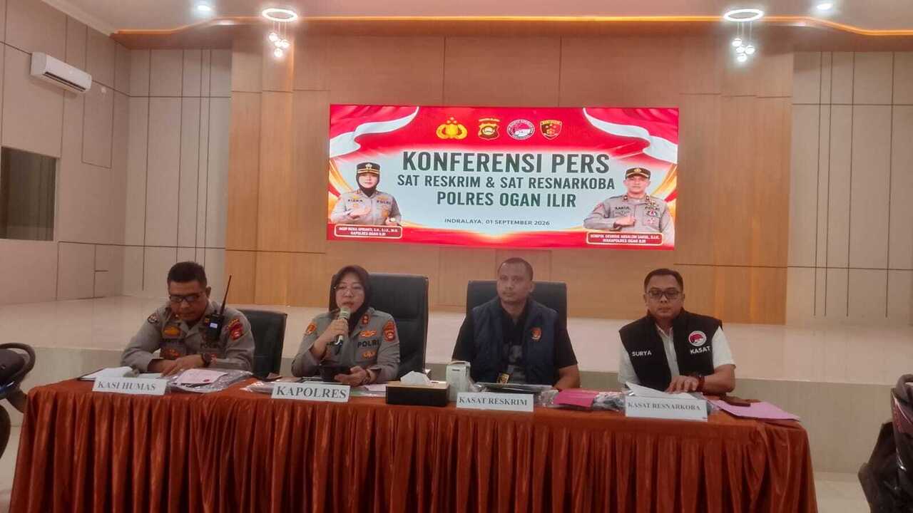 Ungkap 12 Kasus Menonjol dibulan Agustus, Polres OI Amankan 13 Tersangka