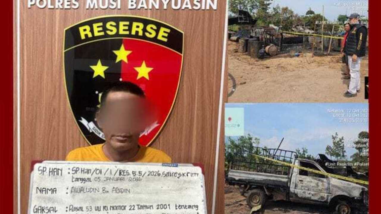 Ilegal Recovery Terbakar di Babat Toman, Pelaku Penyulingan diamankan