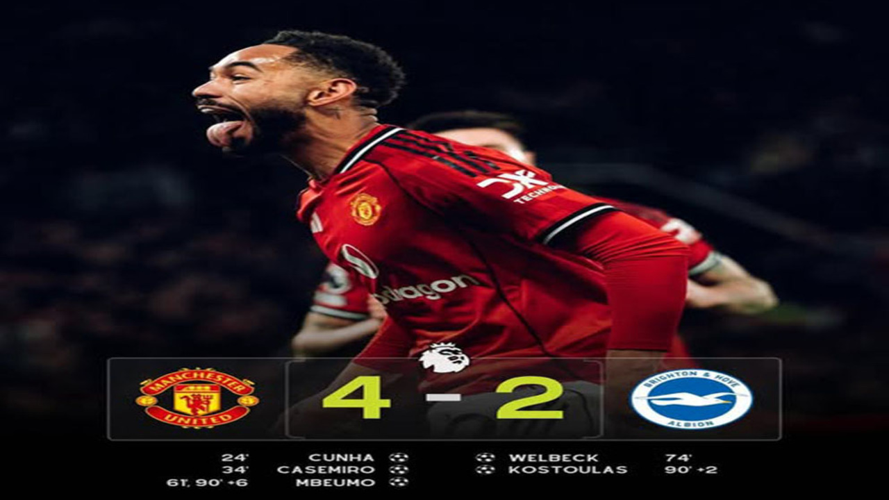 Hasil Liga Premier Inggris 2025/2026: Manchester United Bungkam Brighton 4-2