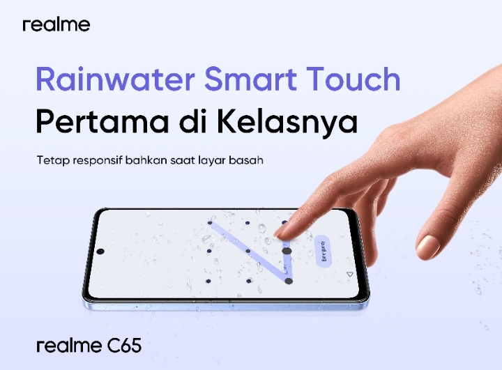 realme C65 Tetap Lancar Dioperasikan Walau dalam Keadaan Basah