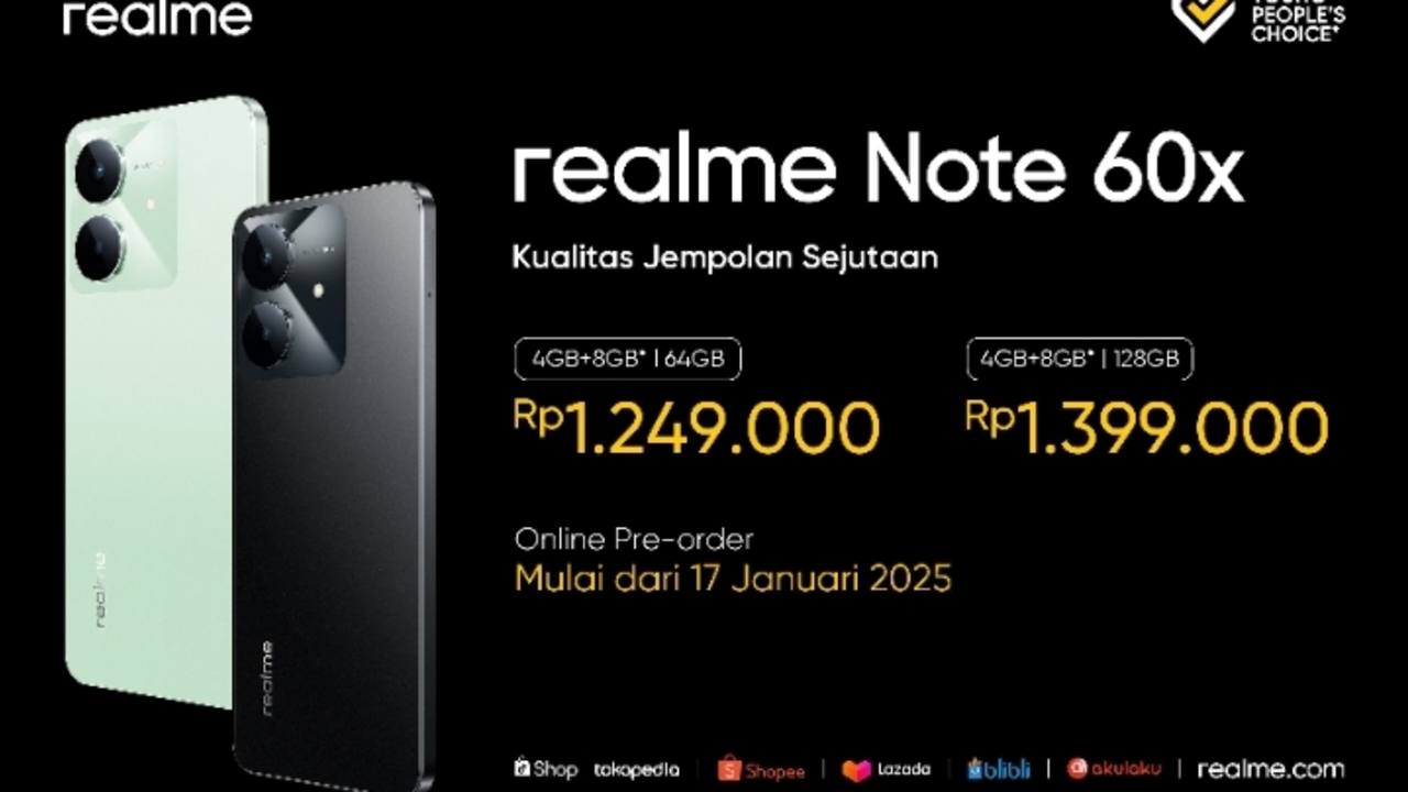 realme Note 60x Resmi Hadir di Indonesia : Harga Mulai Rp1,2 Juta, Ini Spesifikasinya