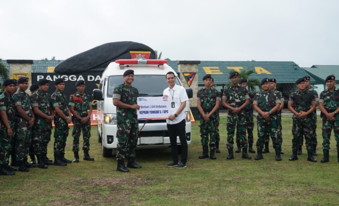 Perkuat Sinergitas, BRI BO Prabumulih Beri Bantuan 1 Unit CSR Ambulance ke Yonkav 5/DPC