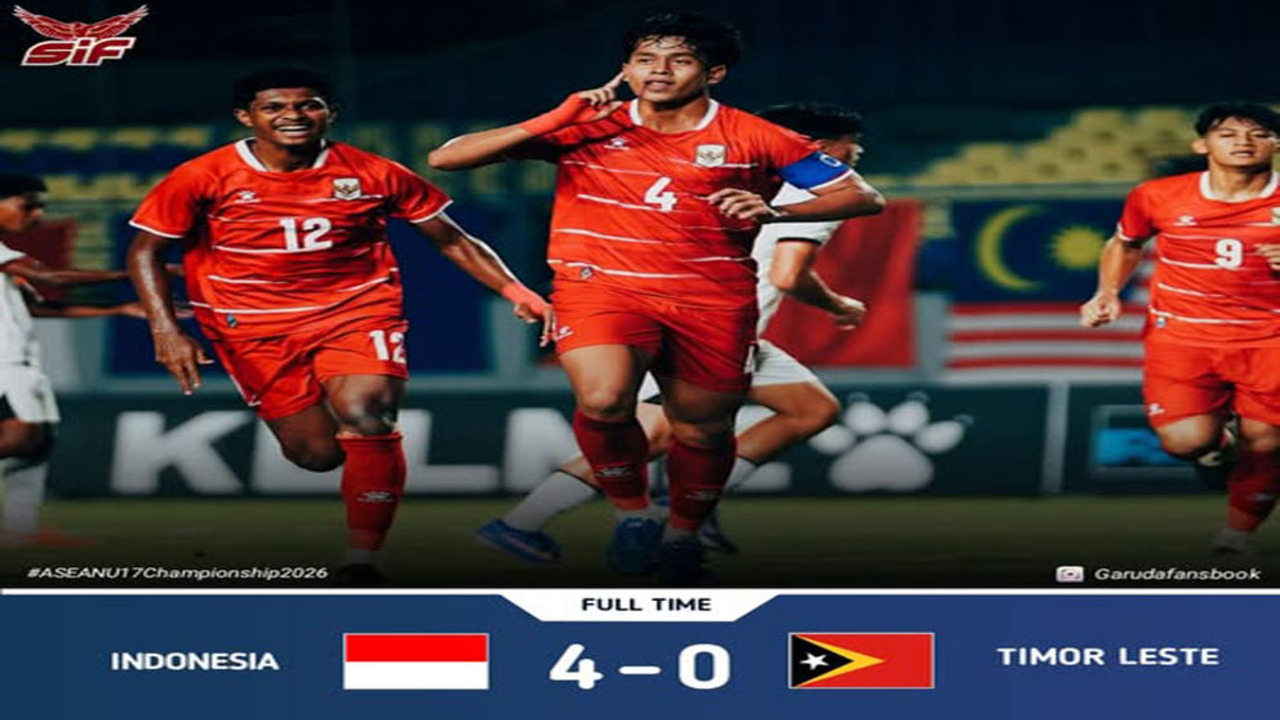 Hasil Piala AFF U-17 2026: Timnas Indonesia U-17 Hajar Timor Leste 4-0. 
