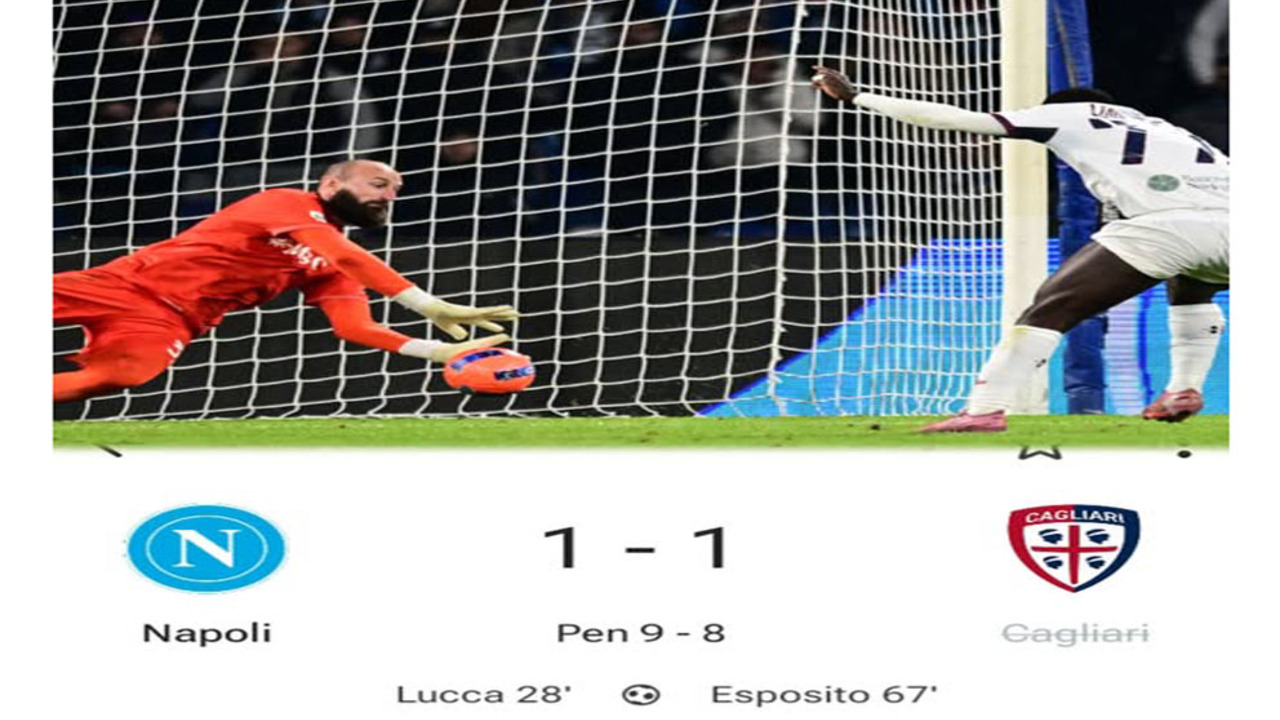 Hasil Coppa Italia: Napoli Lolos Dramatis, Tundukkan Cagliari 9-8 Lewat Adu Penalti.