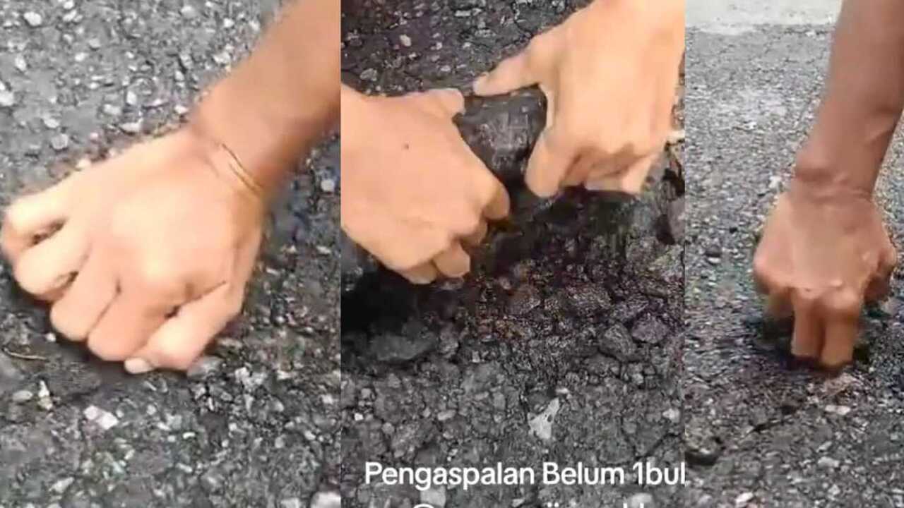 Viral! Baru Sebulan, Pengaspalan di Desa Pulau Semambu Ogan Ilir Retak dan Hancur, Ini Kata Kadin PUPR