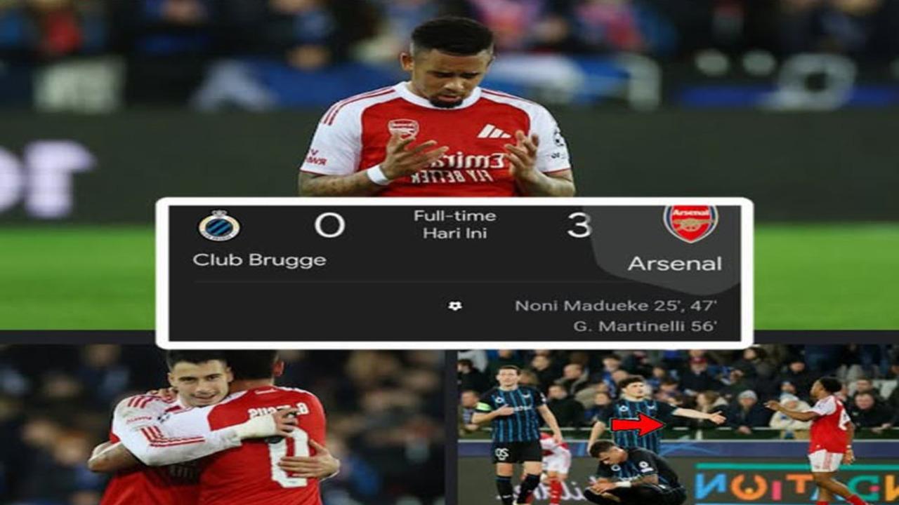 Hasil Liga Champions Eropa: Arsenal Gasak Brugge 3-0 dan Mantap di Puncak Klasemen.