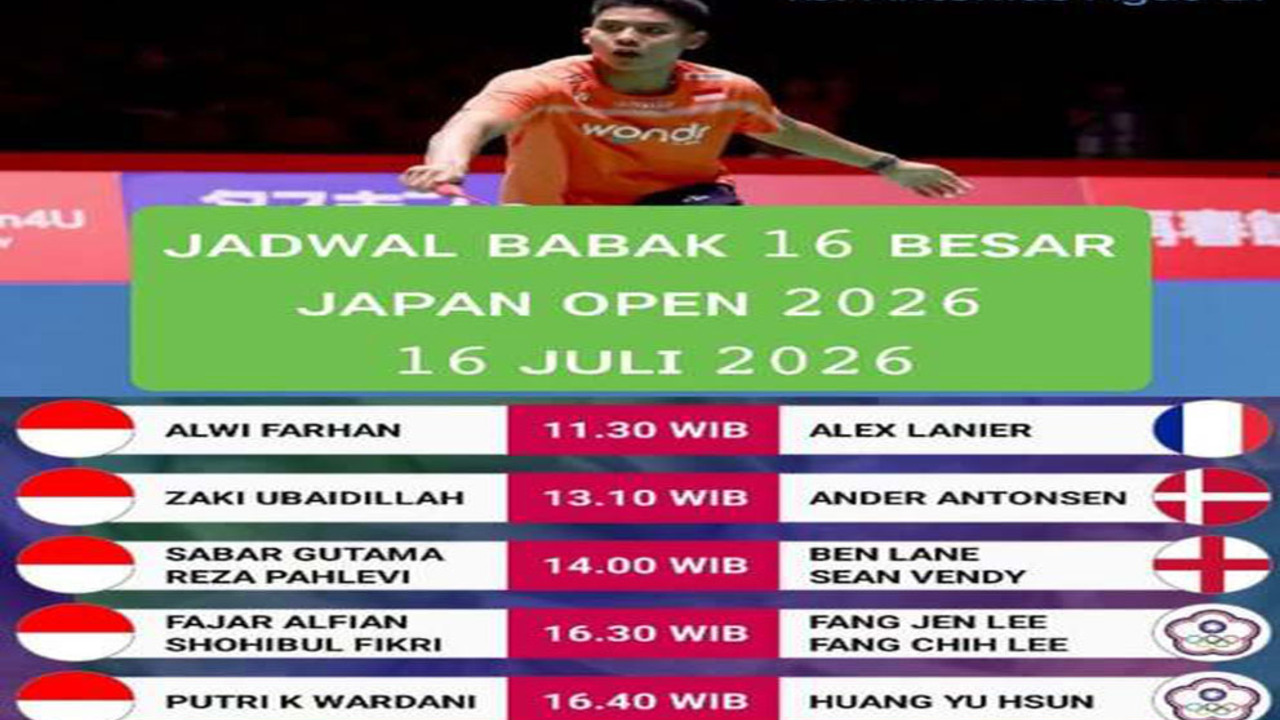 Jadwal Wakil Indonesia di 16 Besar Japan Open 2026.