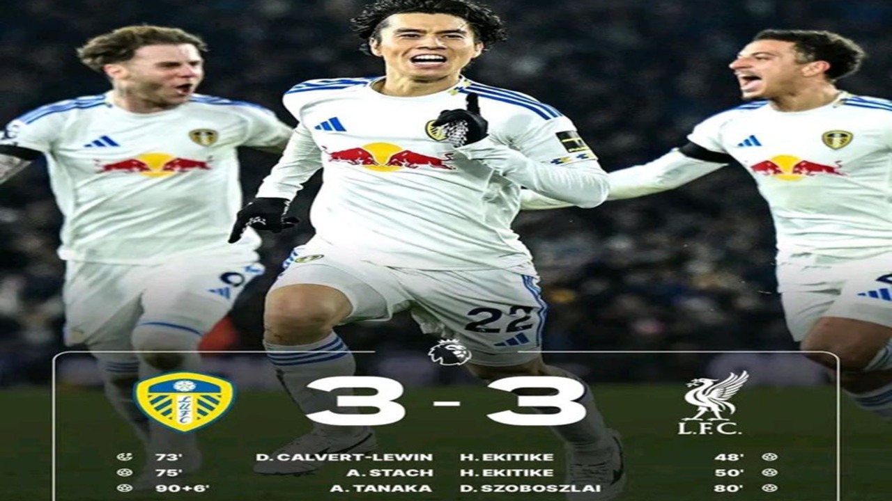 Hasil Liga Premier Inggris: Liverpool Gagal Menang, Leeds Paksa Imbang 3-3. 