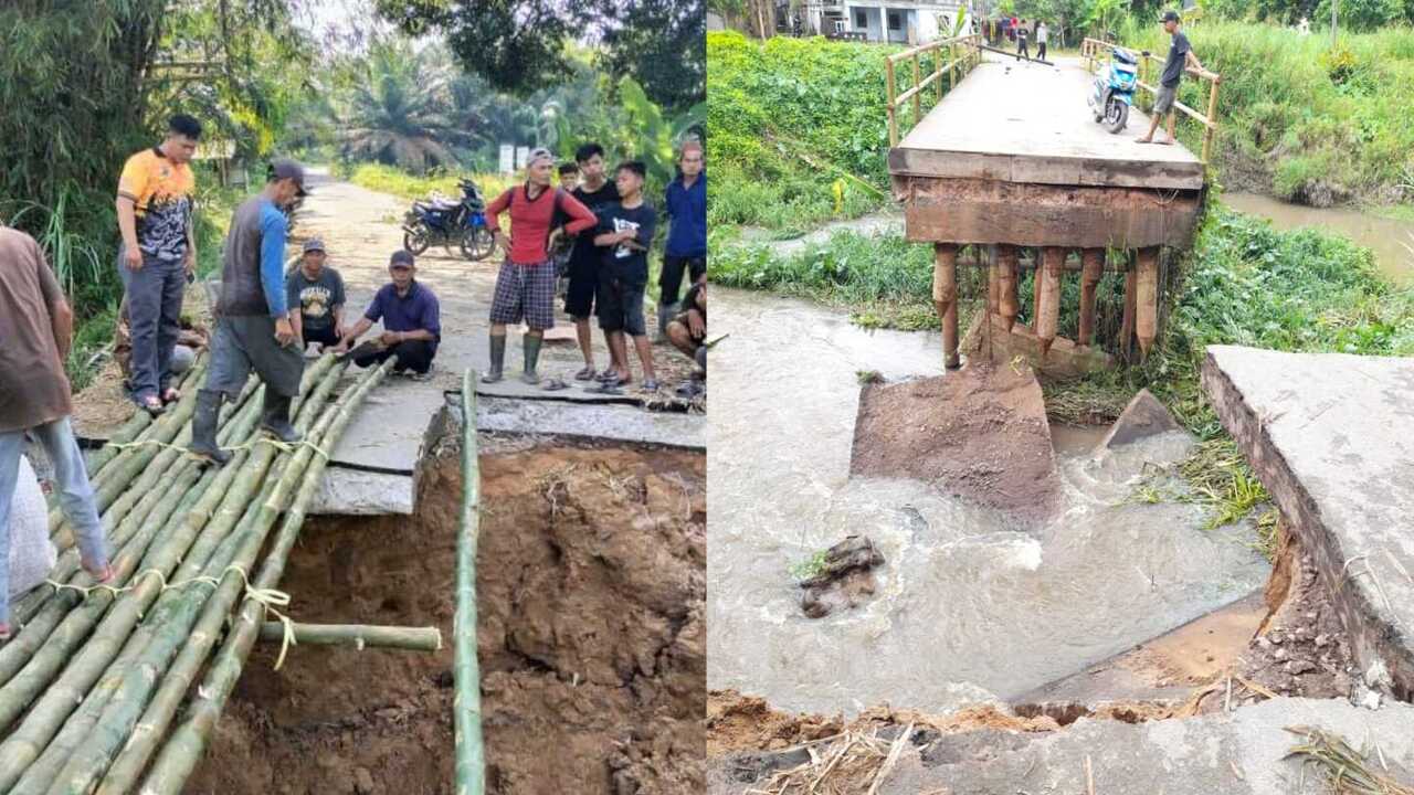 Jembatan Penghubung Antar Desa di Muara Kumbang Putus, Warga Nyaris Terisolir