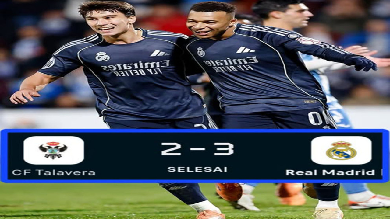 Hasil Copa del Rey: Real Madrid Menang 3-2 atas Talavera Berkat Dua Gol Mbappé.