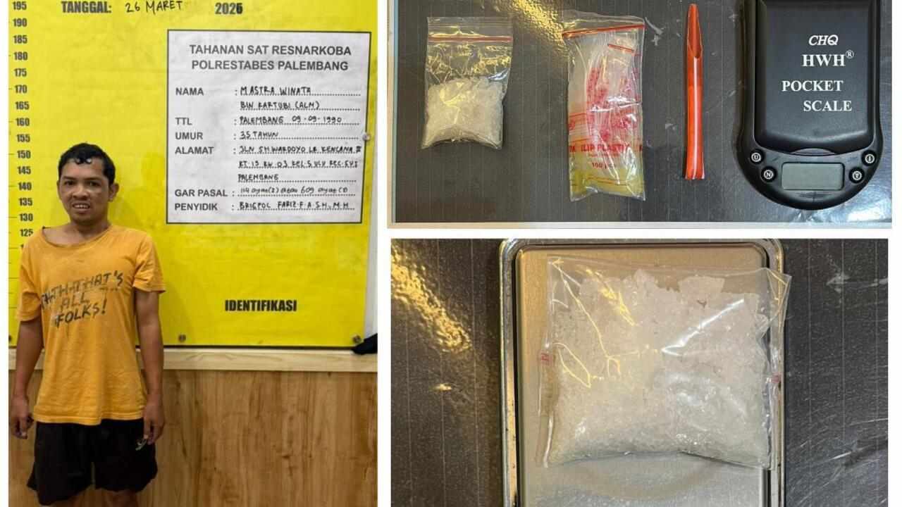 Sabu 10 Gram Ditemukan di Genggaman, Pengedar di 5 Ulu Palembang Dibekuk Polrestabes