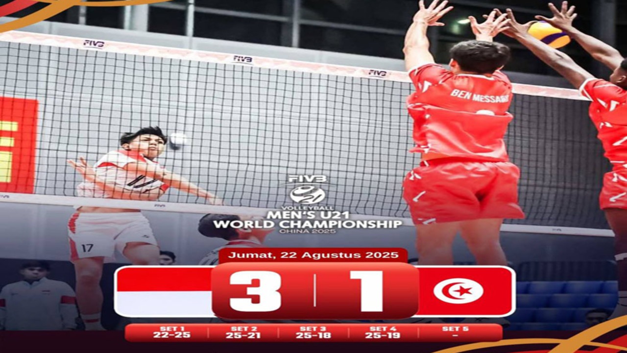 Timnas Voli U-21 Indonesia Raih Kemenangan Perdana Usai Kalahkan Tunisia 3-1 di FIVB 2025