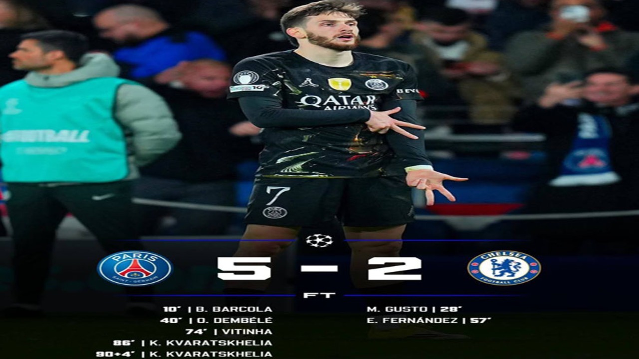 Hasil Liga Champions: PSG Bungkam Chelsea 5-2, Selangkah ke Perempat Final. 