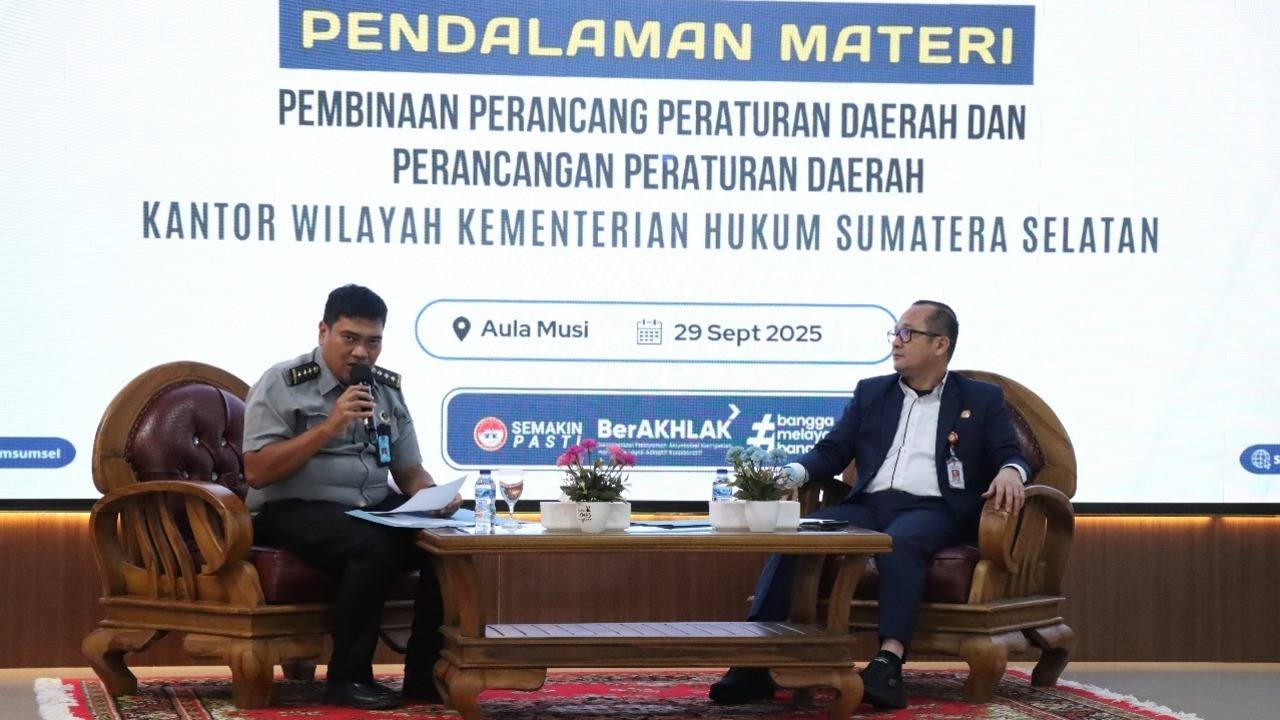Dorong Kualitas Regulasi Daerah, Kanwil Kemenkum Sumsel Gelar Pendalaman Materi Perancang