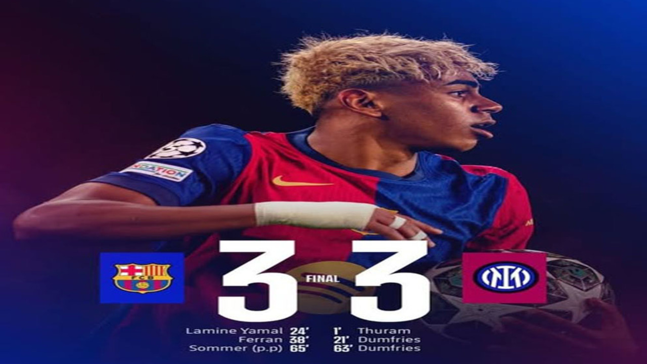Barcelona vs Inter Milan Imbang 3-3 di Leg 1 Semifinal UCL
