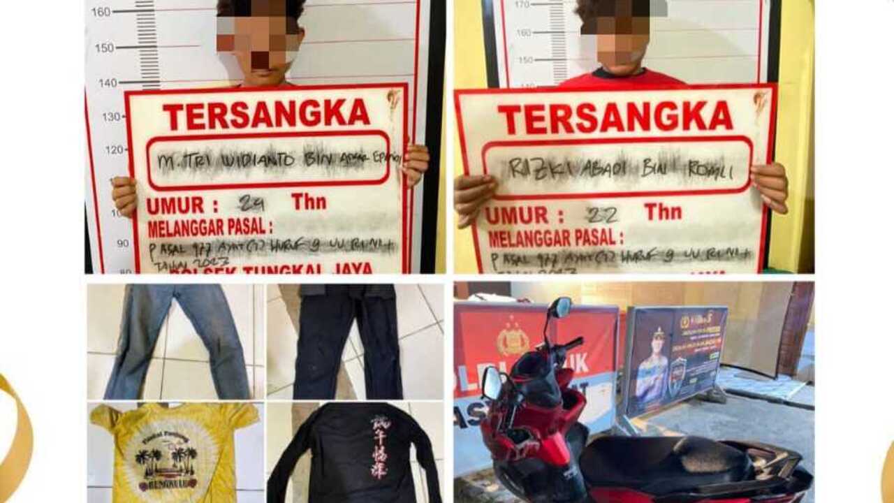 Lacak HP Lewat Email, Polisi Ringkus Dua Pelaku Curat di Tungkal Jaya, Barang Bukti Ditemukan di Atap Pondok