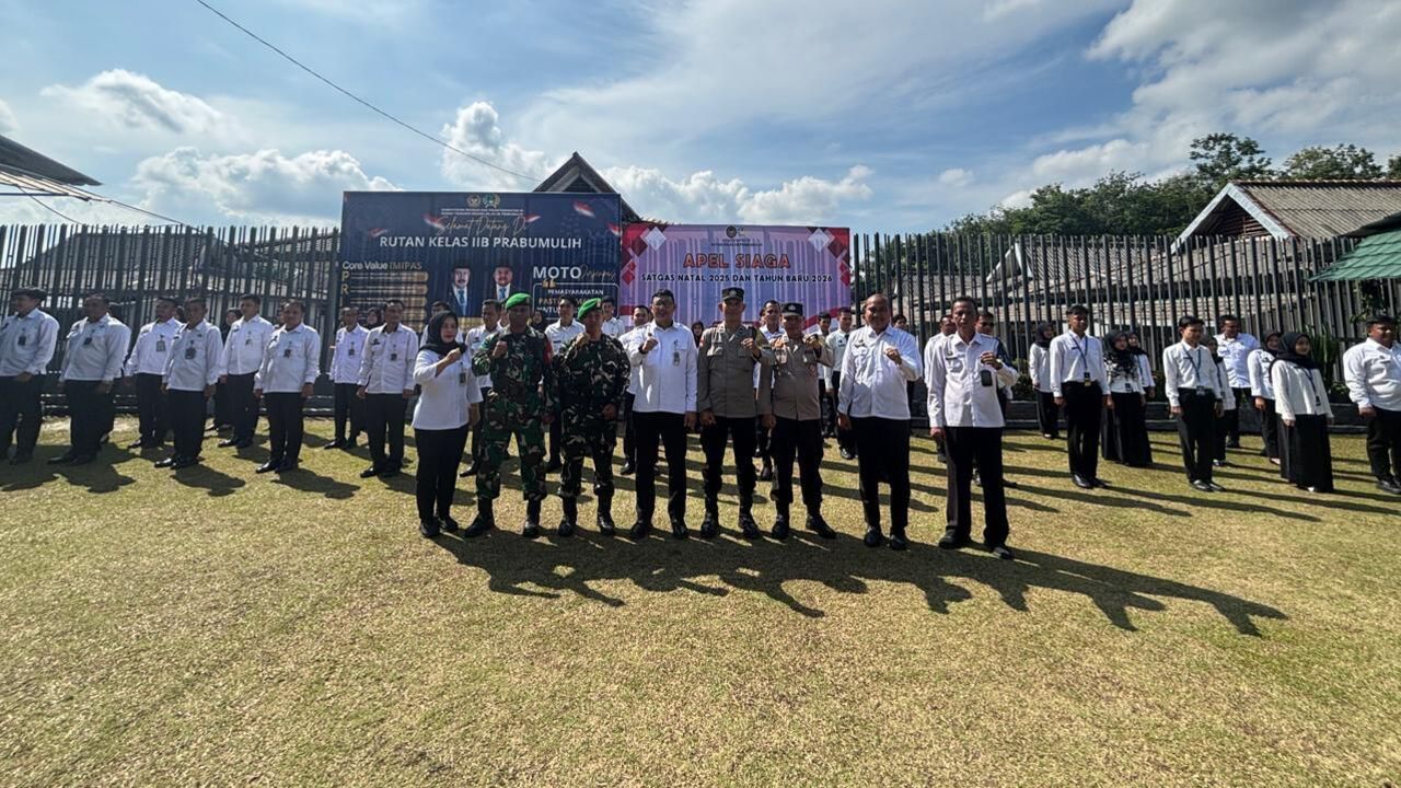 Perkuat Keamanan Nataru, Rutan Kelas IIB Prabumulih Gelar Apel Siaga Gabungan