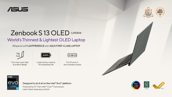 S13 OLED, Laptop Ultraportabel OLED Tipis, Ringan, Stylish dan Ramah Lingkungan