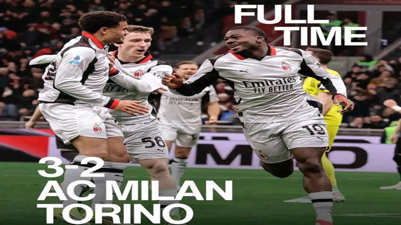 Hasil Milan vs Torino 3-2: Pangkas Jarak dari Inter di Puncak Klasemen.