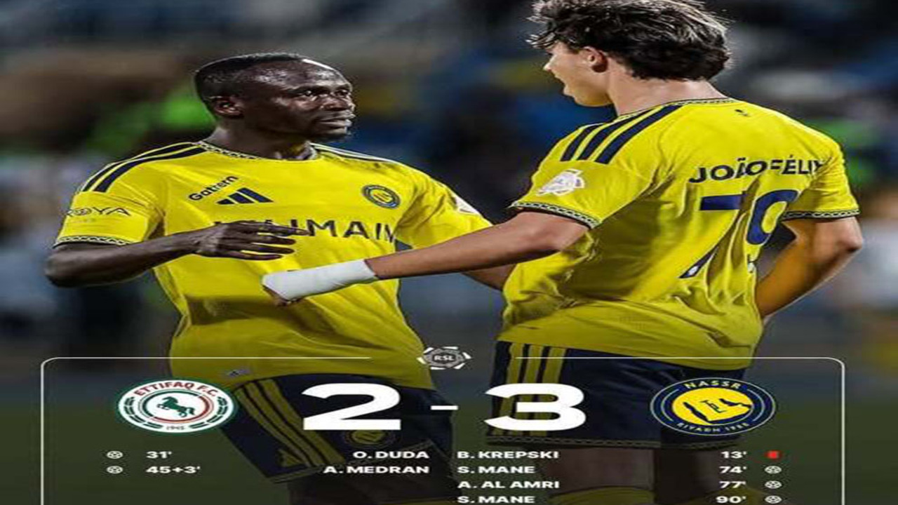 Hasil Saudi Pro League: Al-Ettifaq 2-3 Al-Nassr.