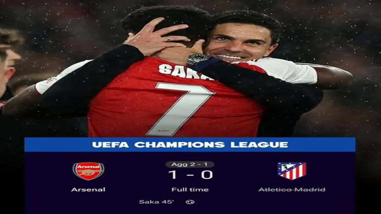 Hasil Semifinal Liga Champions: Arsenal ke Final Singkirkan Atletico 1-0.