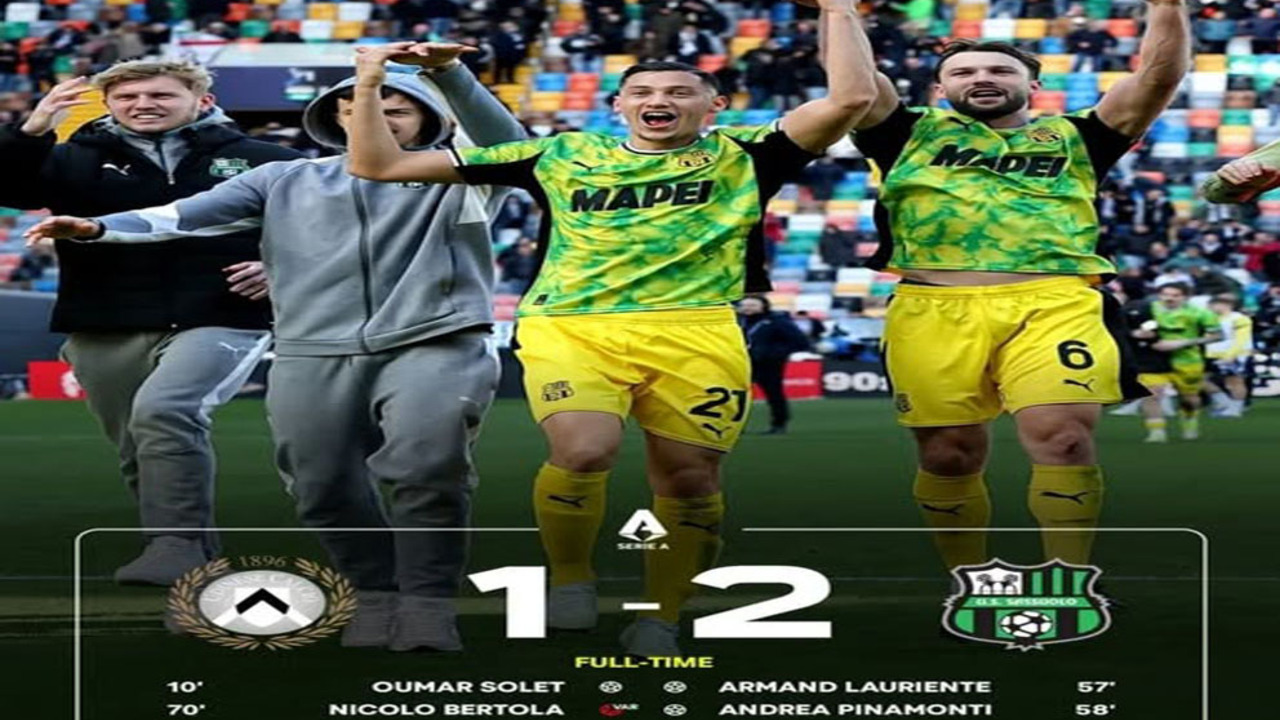 Hasil Udinese vs Sassuolo 1-2: Performa Solid Jay Idzes Antar Sassuolo Naik ke Papan Tengah. 