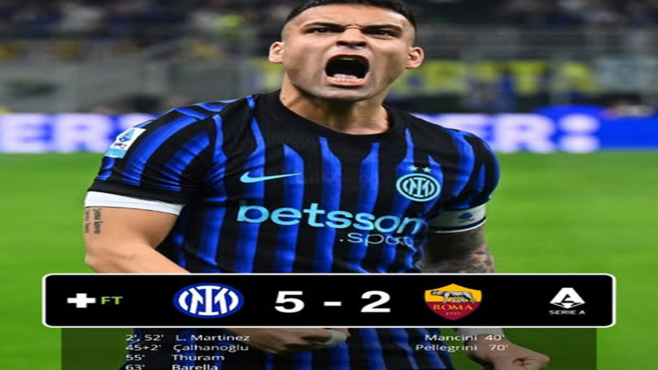 Hasil Inter Milan vs AS Roma: Inter Hancurkan Roma 5-2.