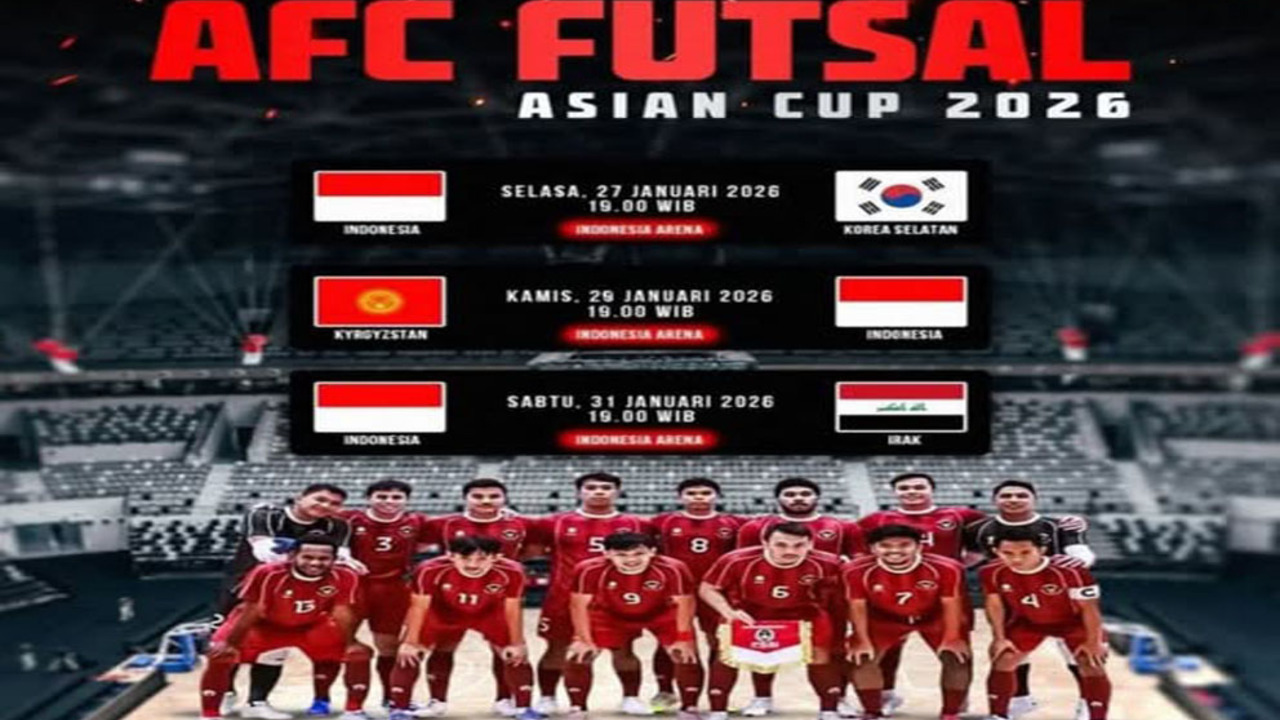 AFC Futsal Asian Cup 2026: Jadwal Indonesia vs Korea Selatan, Kirgistan, dan Irak.