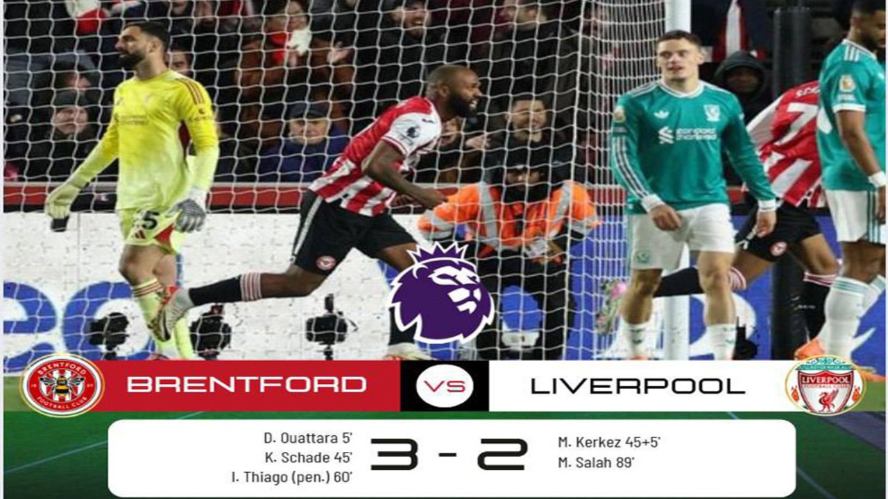 Hasil Liga Premier Inggris 2025/2026: Brentford Tumbangkan Liverpool 3-2
