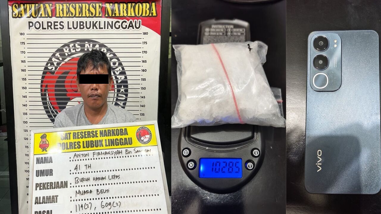 Polres Lubuk Linggau Gagalkan Peredaran Sabu 102,85 Gram, Residivis Ditangkap