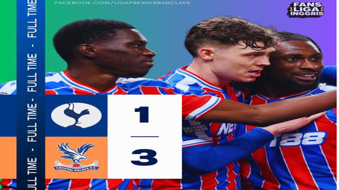 Hasil Liga Inggris: Tottenham Tumbang 1-3 dari Crystal Palace.