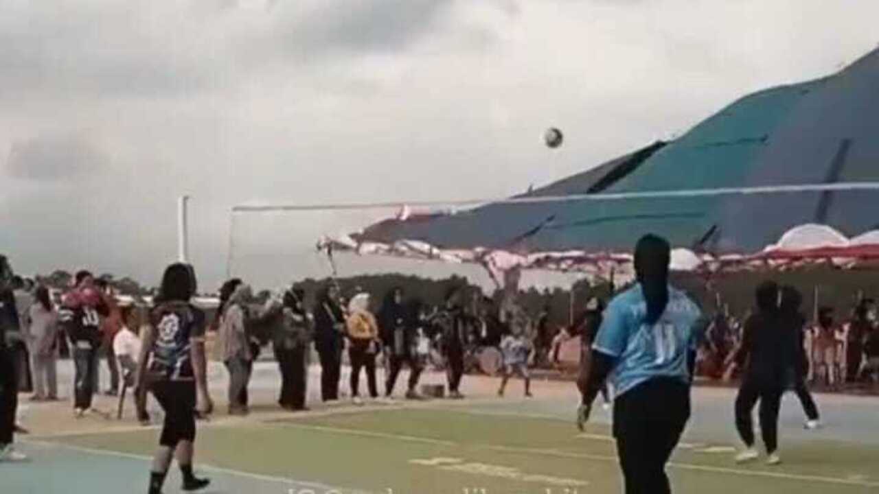 Pertandingan Voli HUT RI ke-80 di Prabumulih Ricuh, Dua Orang Terluka Akibat Tenda Roboh Diterjang Angin Kenca