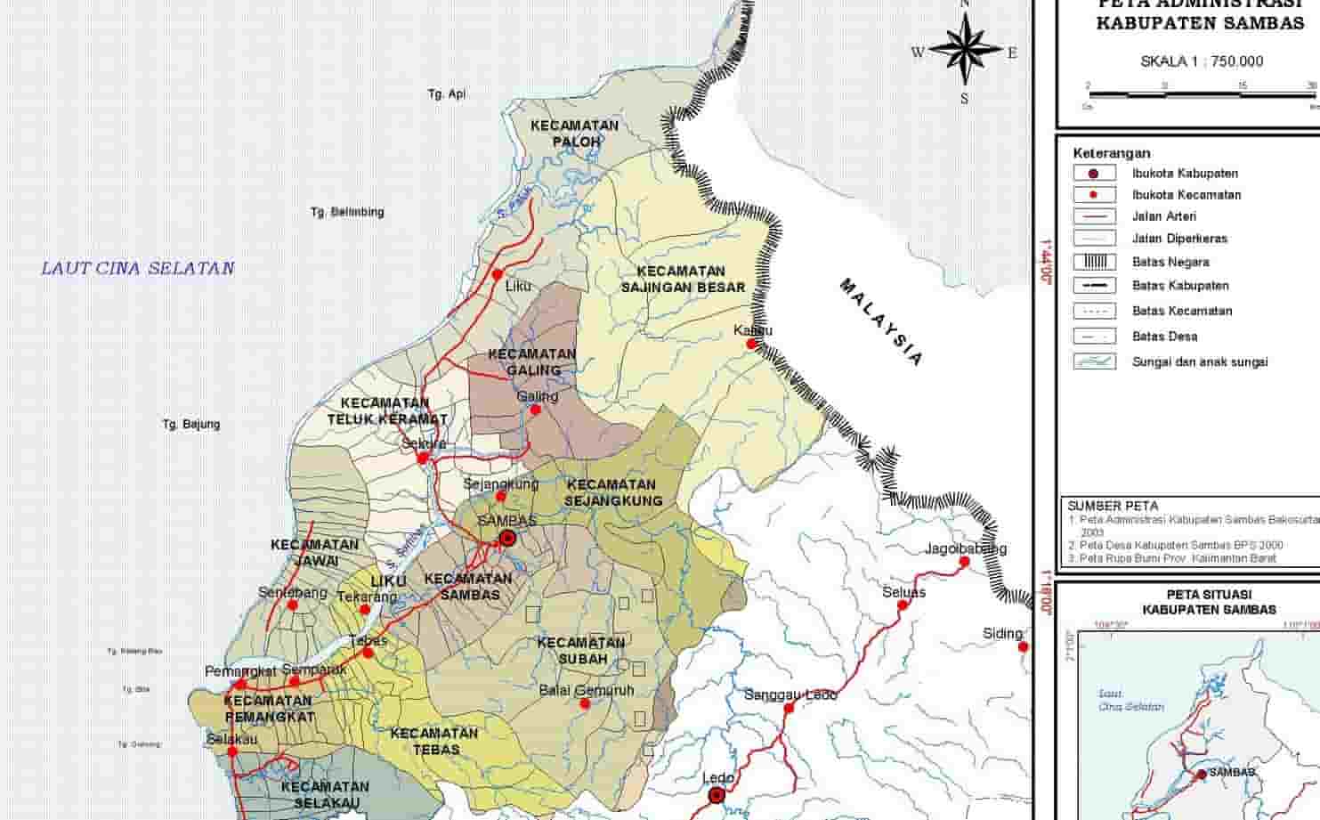 Pemekaran Wilayah Provinsi Kalimantan Barat, Batas Wilayah Kabupaten Sambas Daerah Calon Provinsi Sambas Raya