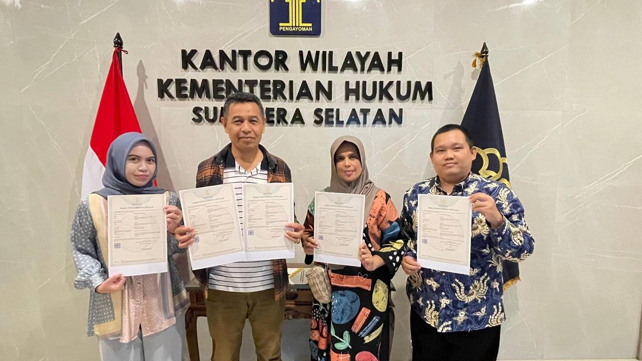 Kanwil Kemenkum Sumsel Terima Pencatatan Kekayaan Intelektual Hak Cipta 5 Lagu Daerah