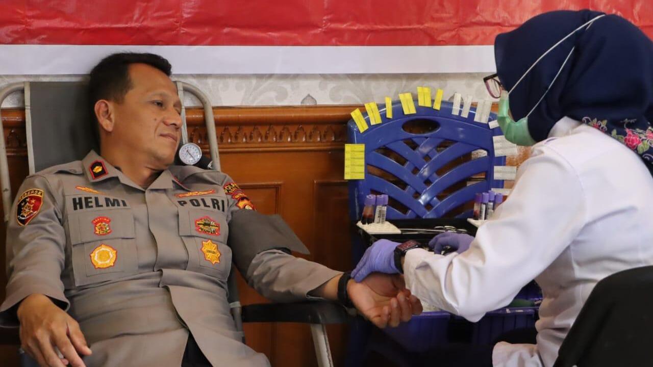 Polres Ogan Ilir Gelar Donor Darah Serentak Peringati HUT Humas Polri ke-74