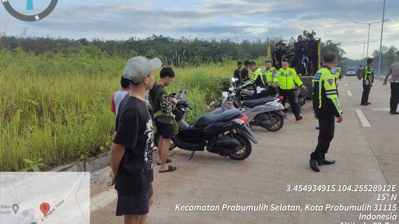 Bubarkan Balap Liar, Satlantas Polres Prabumulih Amankan 20 Kendaraan