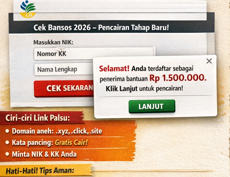 Bansos 2026: Waspada Link Palsu Cek Bansos Kemensos, Begini Cara Aman Cek Penerima via NIK KTP