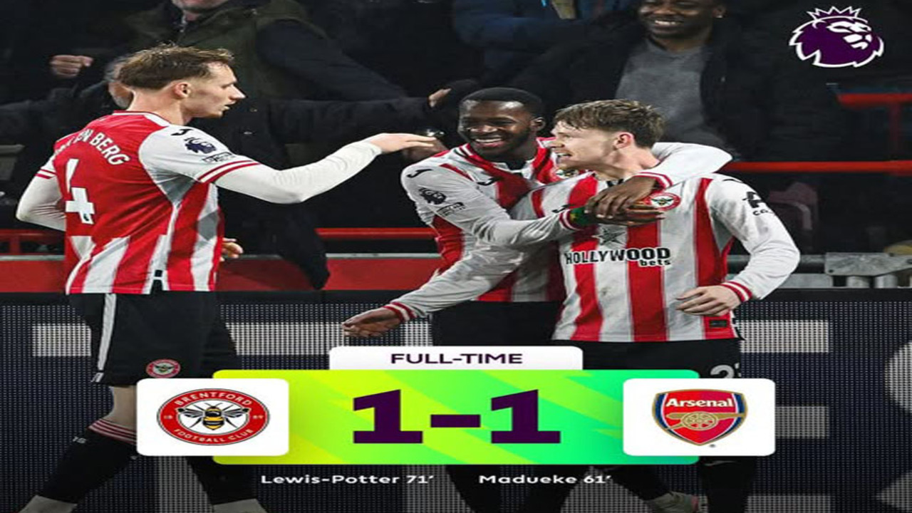 Hasil Brentford 1-1 Arsenal: Jarak dengan Man City Kini 4 Poin.