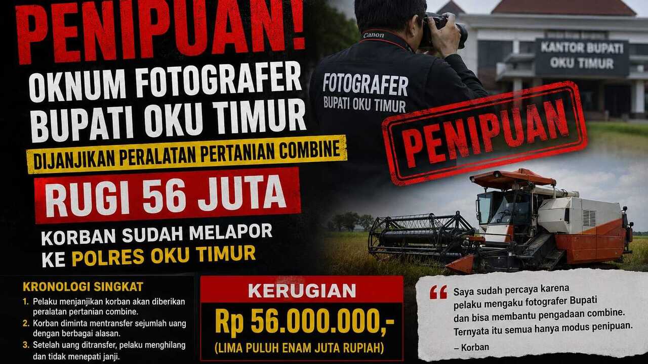 Janjikan Alat Pertanian Combain, Oknum PPPK Pemkab OKUT Dipolisikan