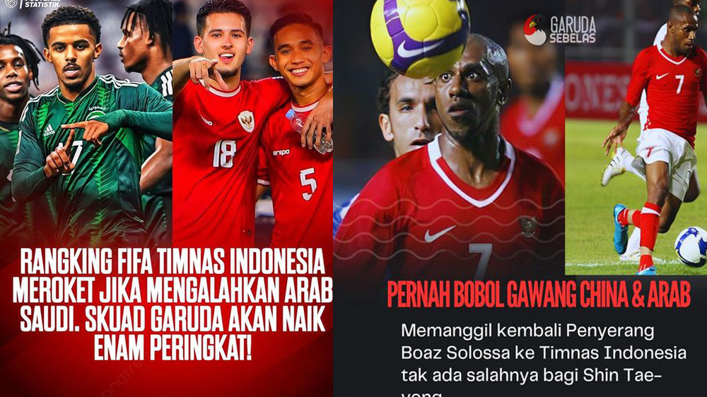Lawan Arab Saudi, Peluang Timnas Indonesia Meroket di Ranking FIFA, Ada Boaz Solossa di Skuad Garuda?