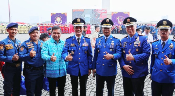 Apel Gabungan HUT Damkar di Lapangan Monas Jakarta, Harnojoyo Puji Peran Damkar